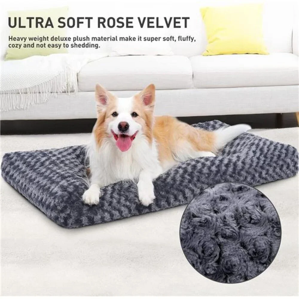 Dog Bed for Small/Medium Dogs, Soft Plush Pet Crate Bed Rose 36 x 24 x 3.1 inch